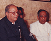 Dr. B.K. Bhattacharyya along with High Commissioner L.M. Singhvi, Amitabh Bachchan, Panduranga Rao, and Kamala Singhvi at London in a Kobi Sonmilan in 1990